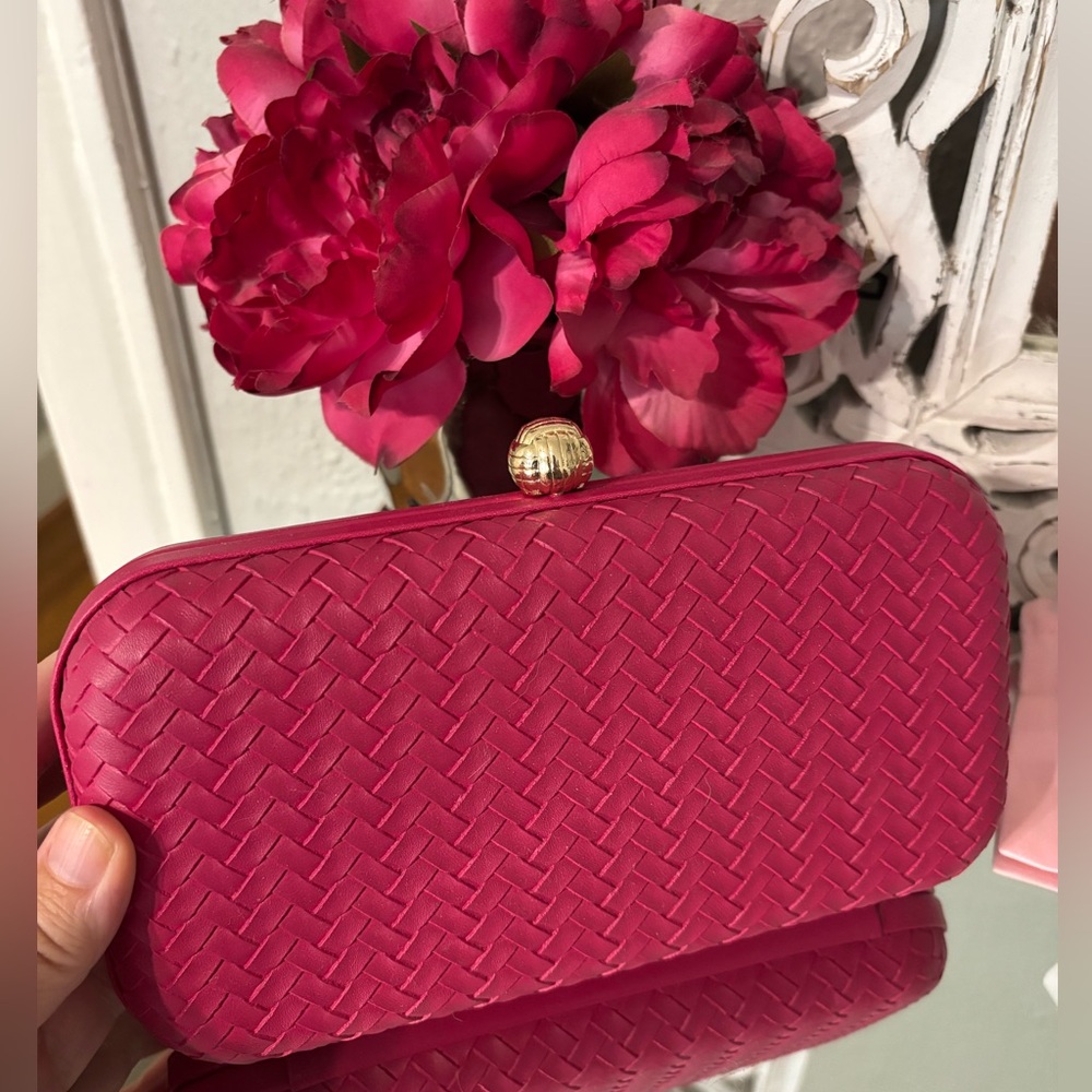 ✨ Hot Pink Woven Clutch Crossbody | Wedding, Party